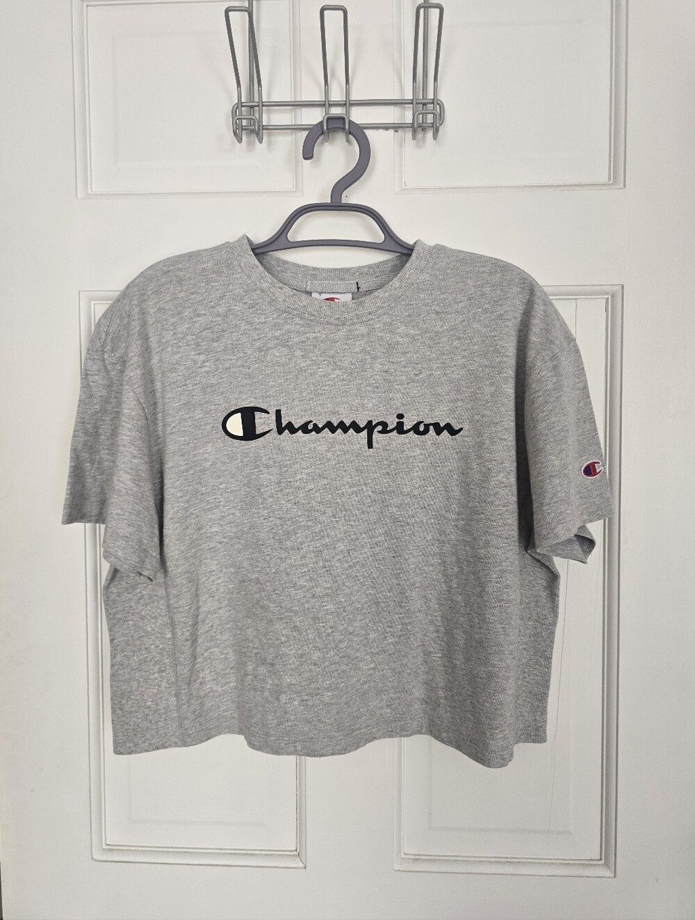 Champion Womens' Gray Logo Crop Tee